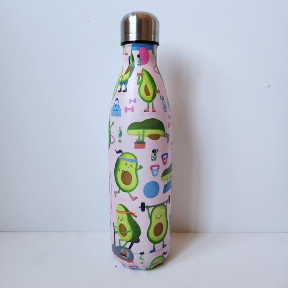 Stainless Steel Water Bottle 25 Oz Vacuum Sealed Avocado Fitness Exercise Fun - Picture 2 of 8